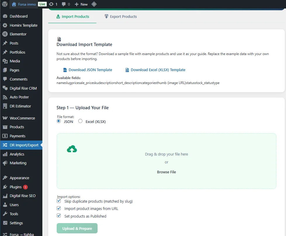 Digital Rise Import Export – WooCommerce Product Plugin
